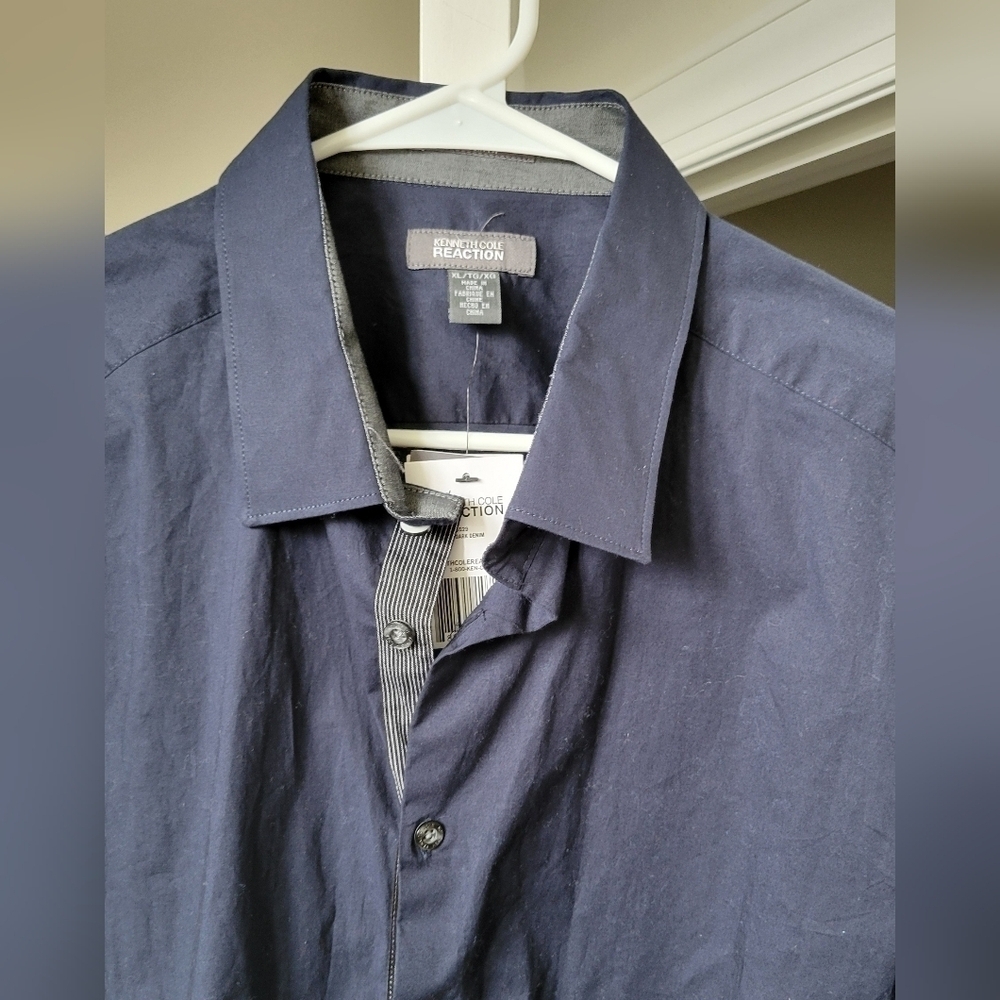 Kenneth Cole Reaction Blue Long Sleeve Wrinkle Free XL NWT - Picture 5 of 8